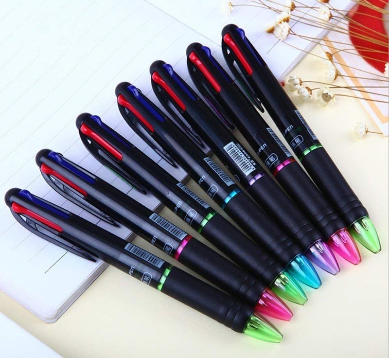 Ipienlee Multicolor Retractable Ballpoint Pens 0.7 mm 4 Color Ink (Black, Blue, Red, Green) in One Ballpoint Pen, Pack of 4 - Image 4